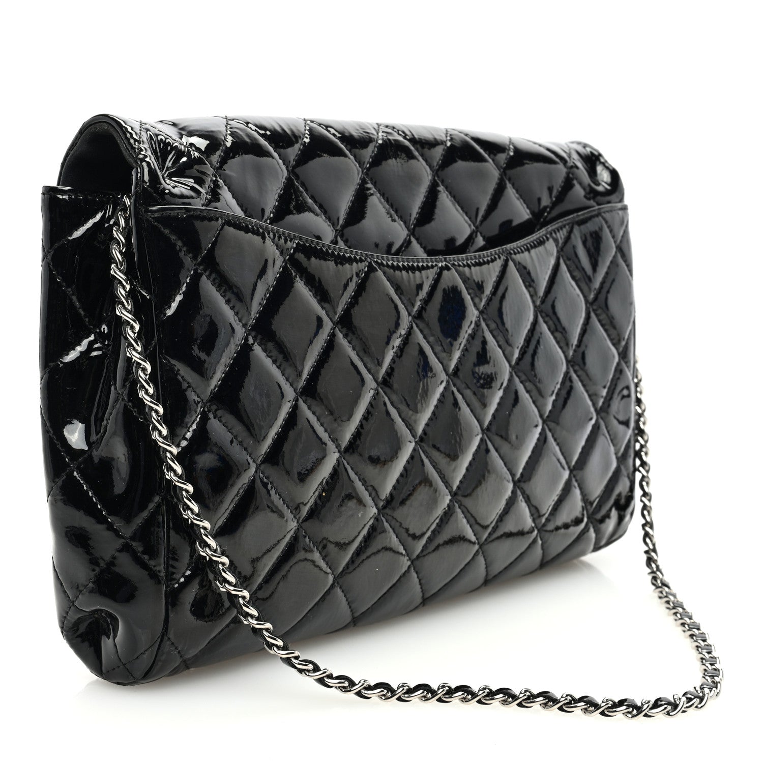 Chanel Patent Quilted Clutch with Chain Flap Black 3 of 13