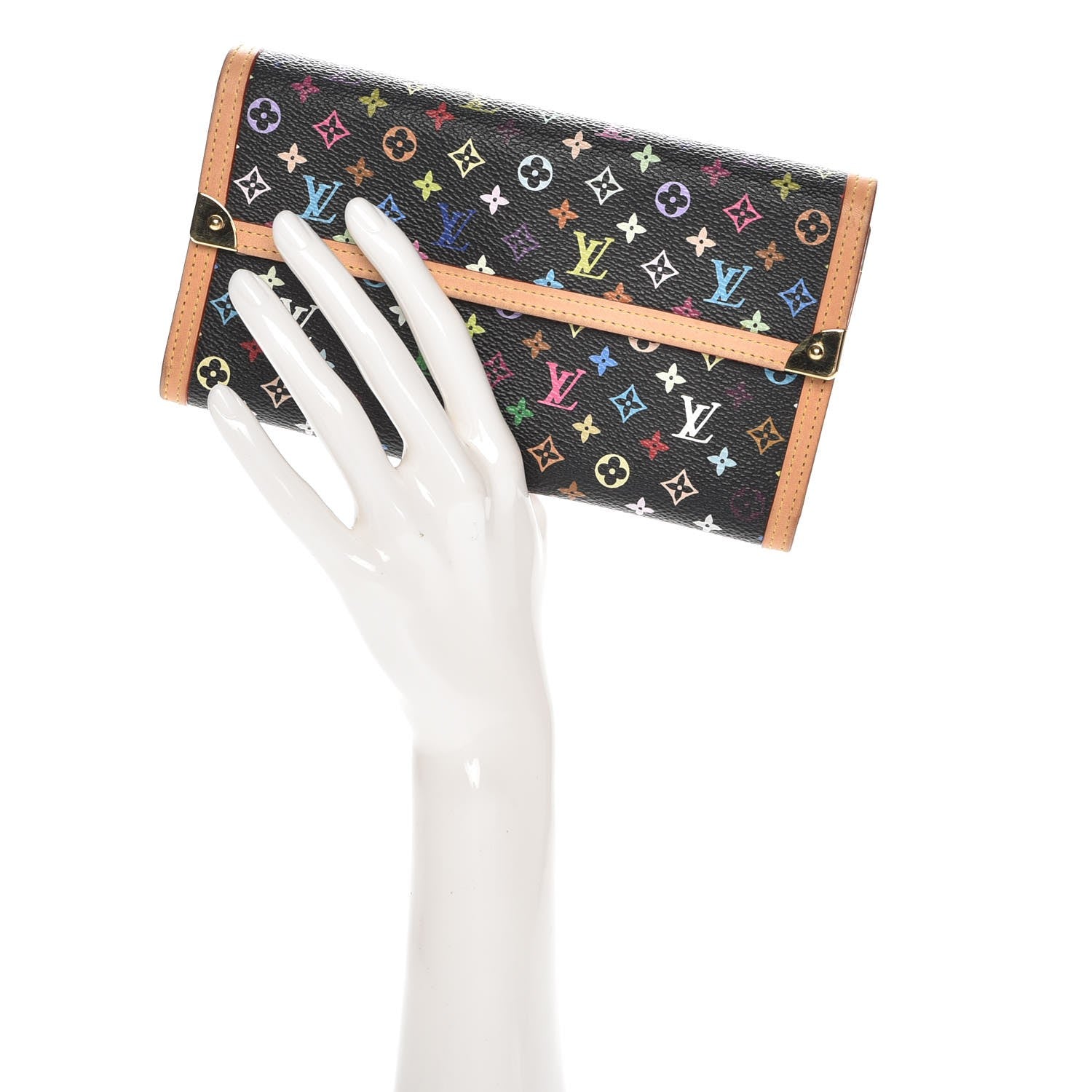 Louis Vuitton Monogram Multicolor Porte Tresor International Wallet Black 2 of 7