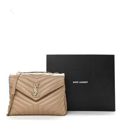 Saint Laurent Calfskin Y Quilted Monogram Medium Loulou Chain Satchel Dark Latte 11 of 11