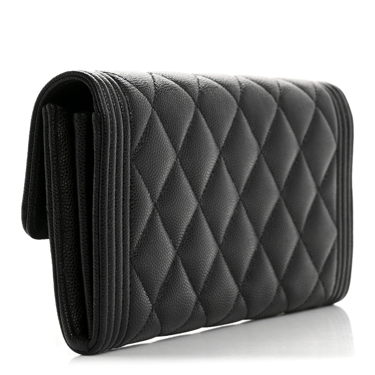 Chanel Caviar Quilted Large Boy Gusset Flap Wallet Black 3 of 9