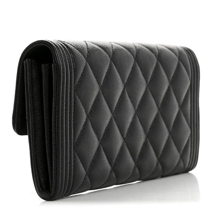 Chanel Caviar Quilted Large Boy Gusset Flap Wallet Black 3 of 9