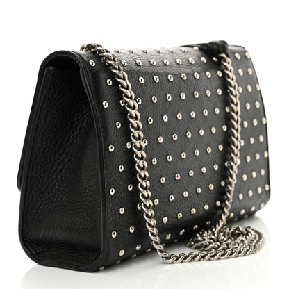 Gucci Calfskin Studded Medium Miss Bamboo Shoulder Bag Black 3 of 13