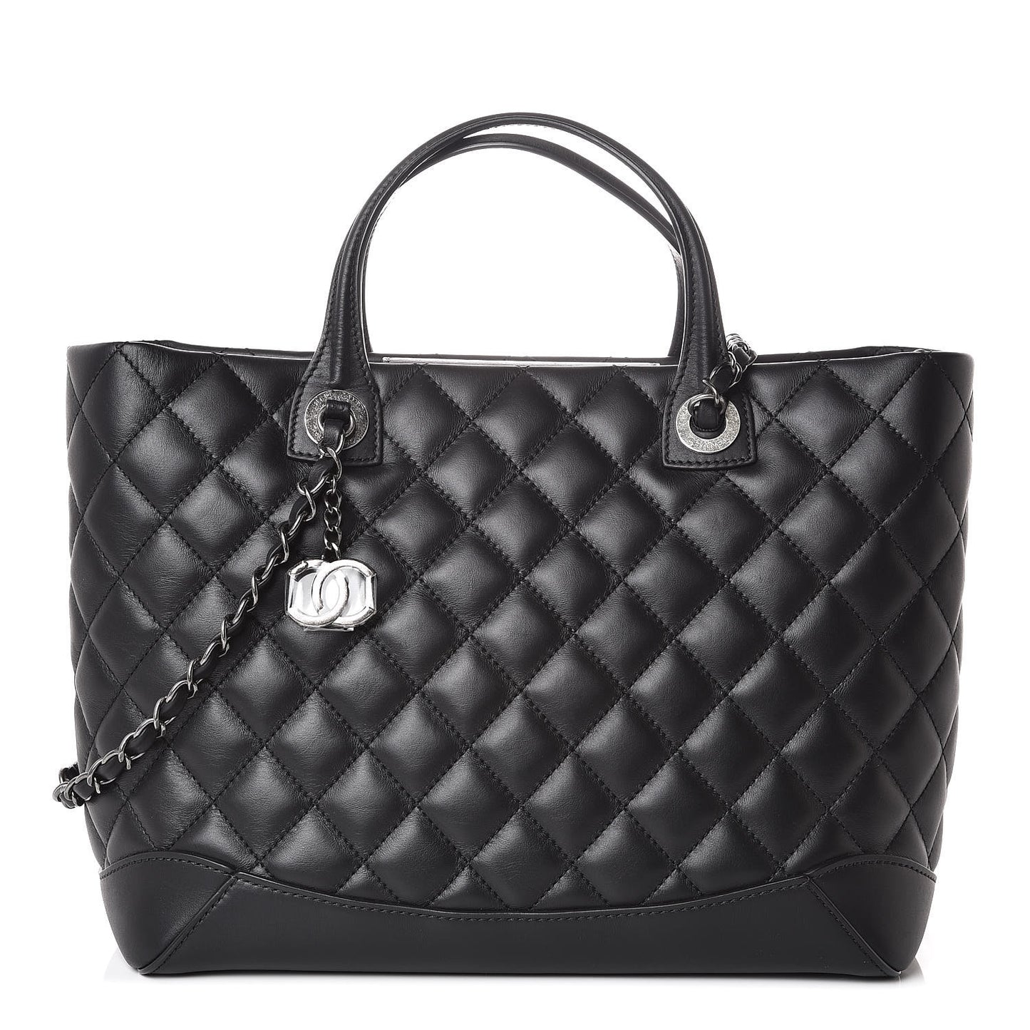 Calfskin Quilted Small Easy Shopping Tote Black