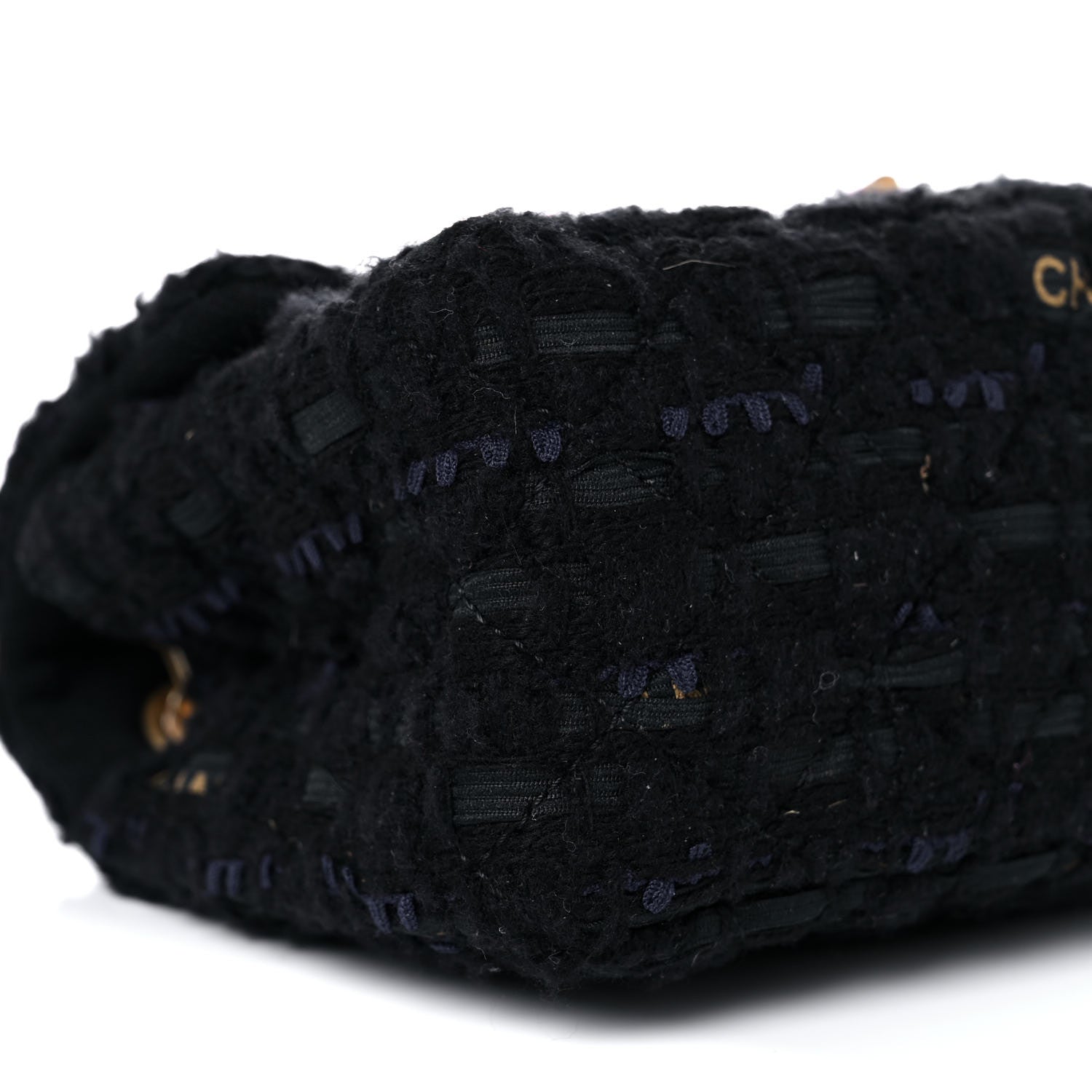 Chanel Tweed Quilted Mini 2.55 Reissue Flap Black Gold Navy 8 of 11