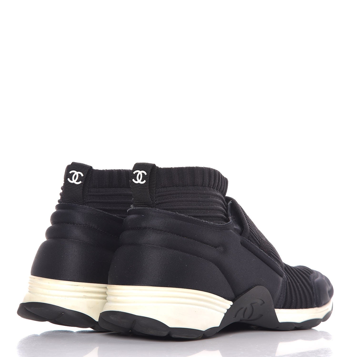 Chanel Stretch Fabric CC Sneakers 36 Black 4 of 8