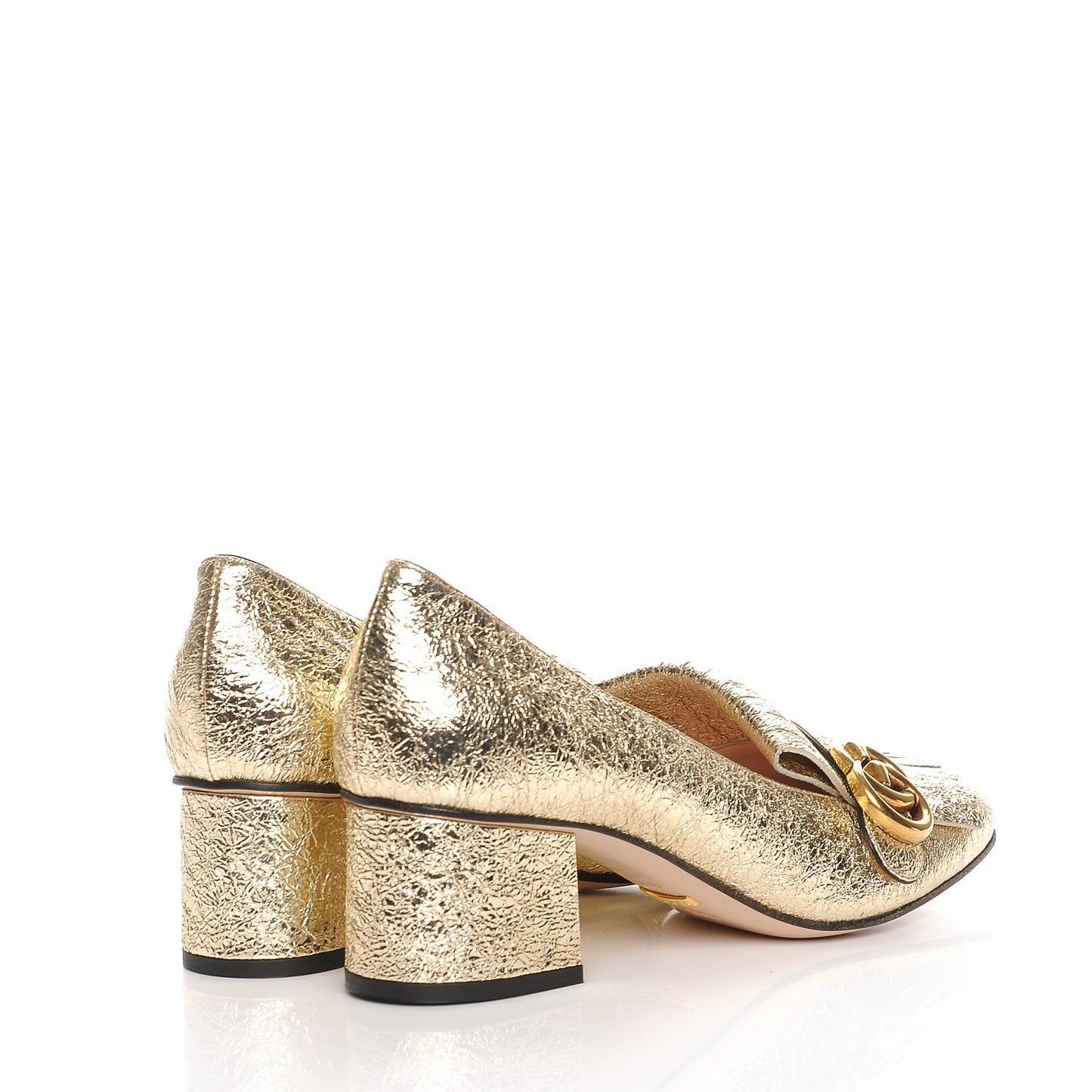 Galassia GG Marmont Fringe 50mm Loafer Pumps 38.5 Platino