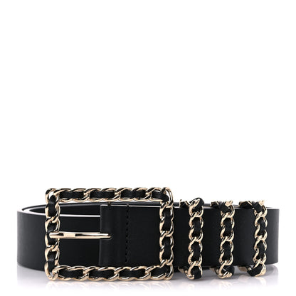 Chanel Lambskin Chain Square Buckle Belt 80 32 Black 1 of 11