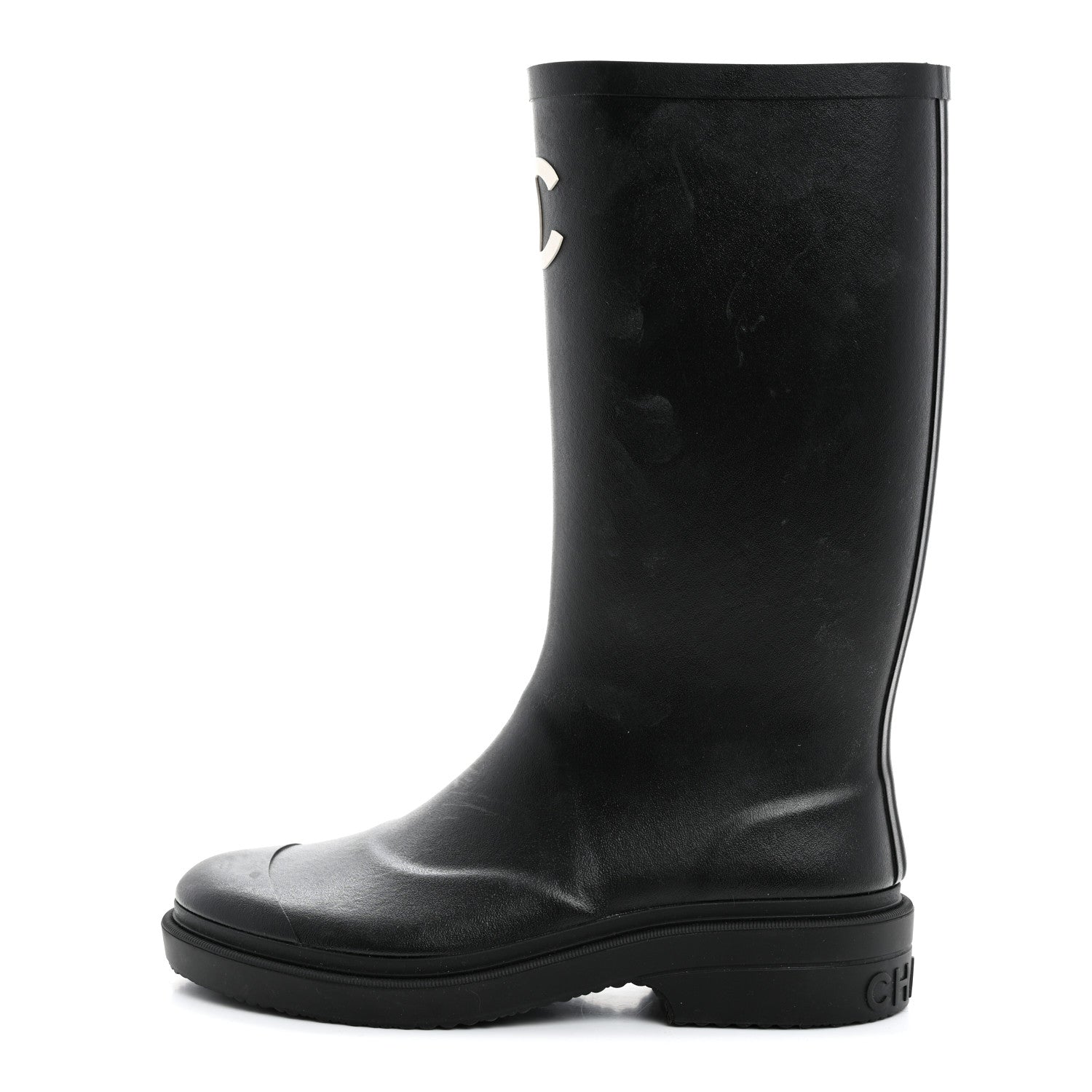 Chanel Caoutchouk CC High Boots 37 Black 1 of 9