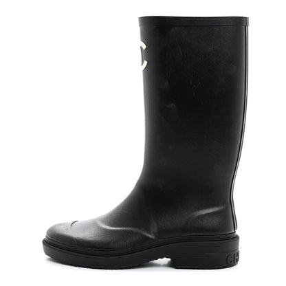 Chanel Caoutchouk CC High Boots 37 Black 1 of 9