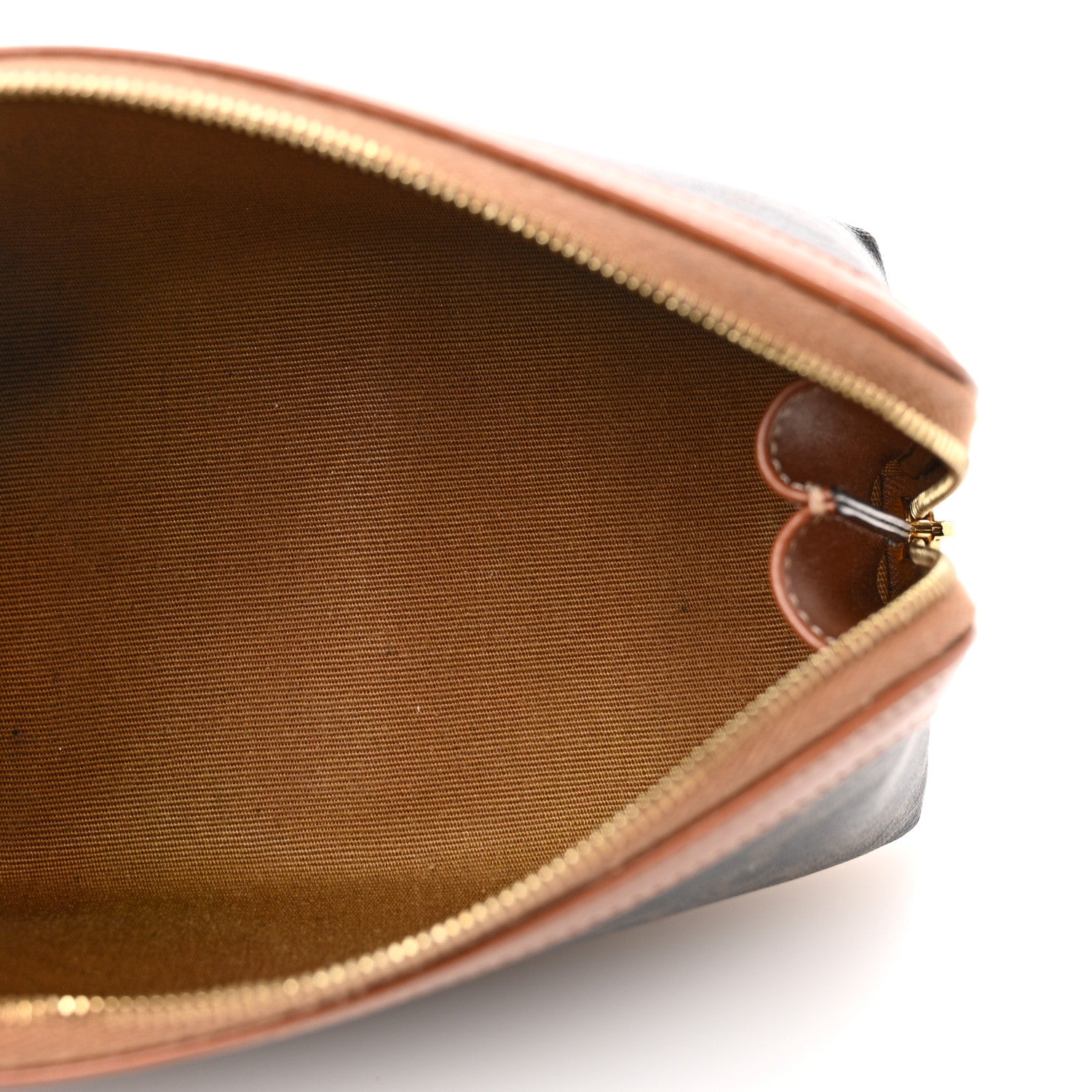 Celine Triomphe Canvas Calfskin Small Cosmetic Pouch Tan 5 of 11