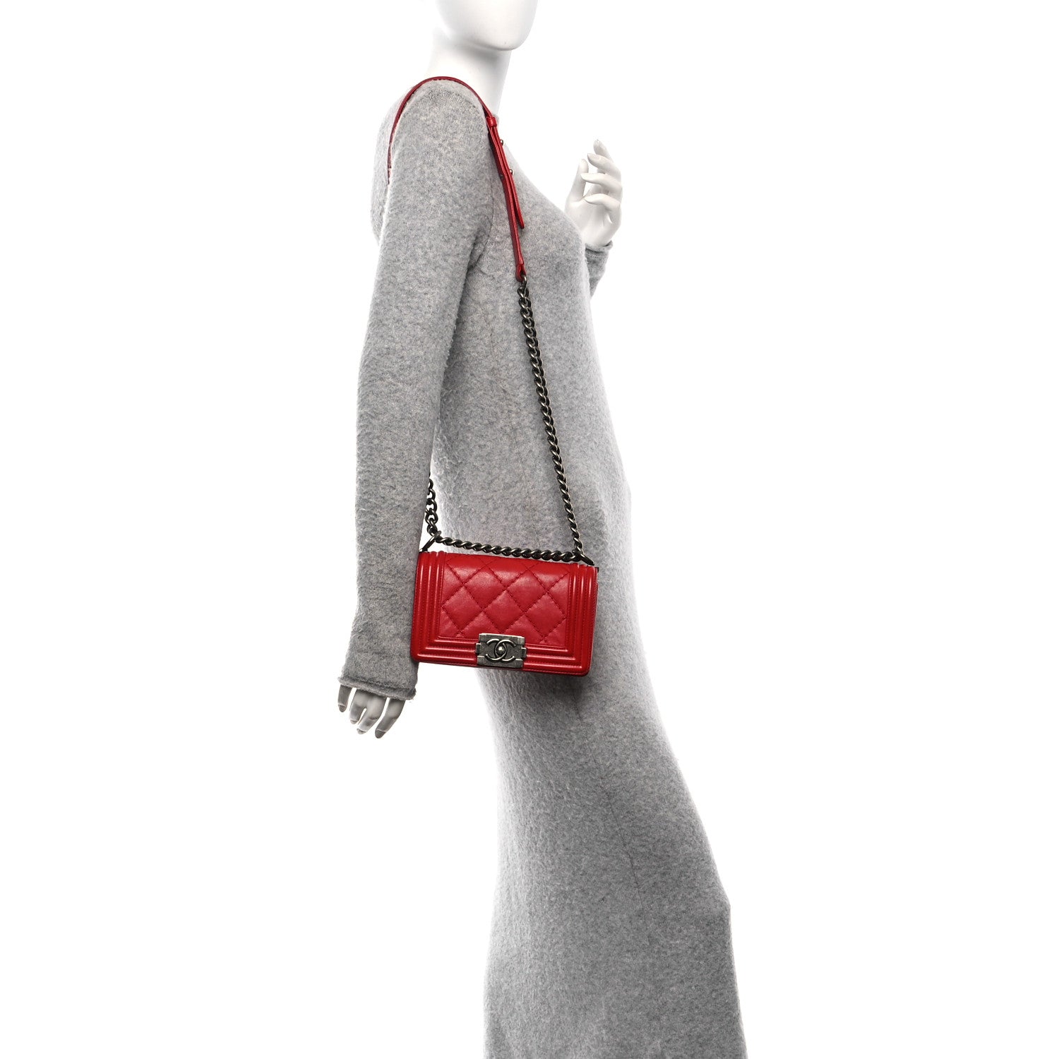 Chanel Calfskin Double Stitch Small Boy Flap Red 2 of 10