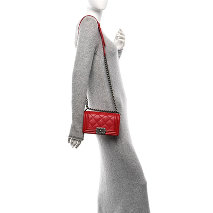 Chanel Calfskin Double Stitch Small Boy Flap Red 2 of 10