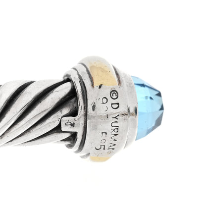 David Yurman Sterling Silver 14K Yellow Gold Blue Topaz 7mm Cable Classics Bracelet 3 of 3