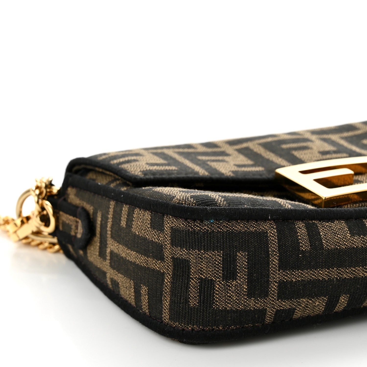 Fendi Fabric Jacquard FF 1974 Mini Baguette Tobacco Moro Black 10 of 11