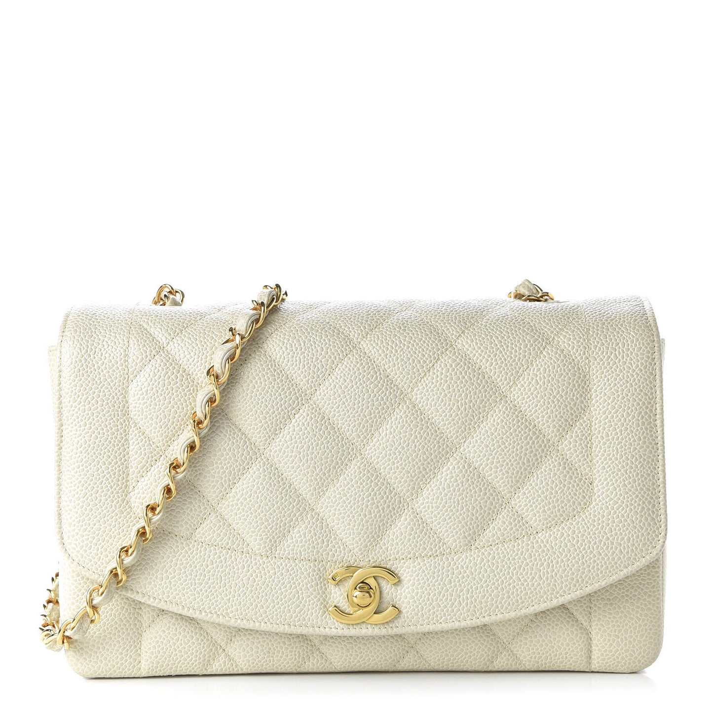 Caviar Quilted Medium Single Flap White