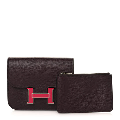 Hermes Epsom Enamel Constance Slim Wallet Rouge Sellier Framboise 1 of 10
