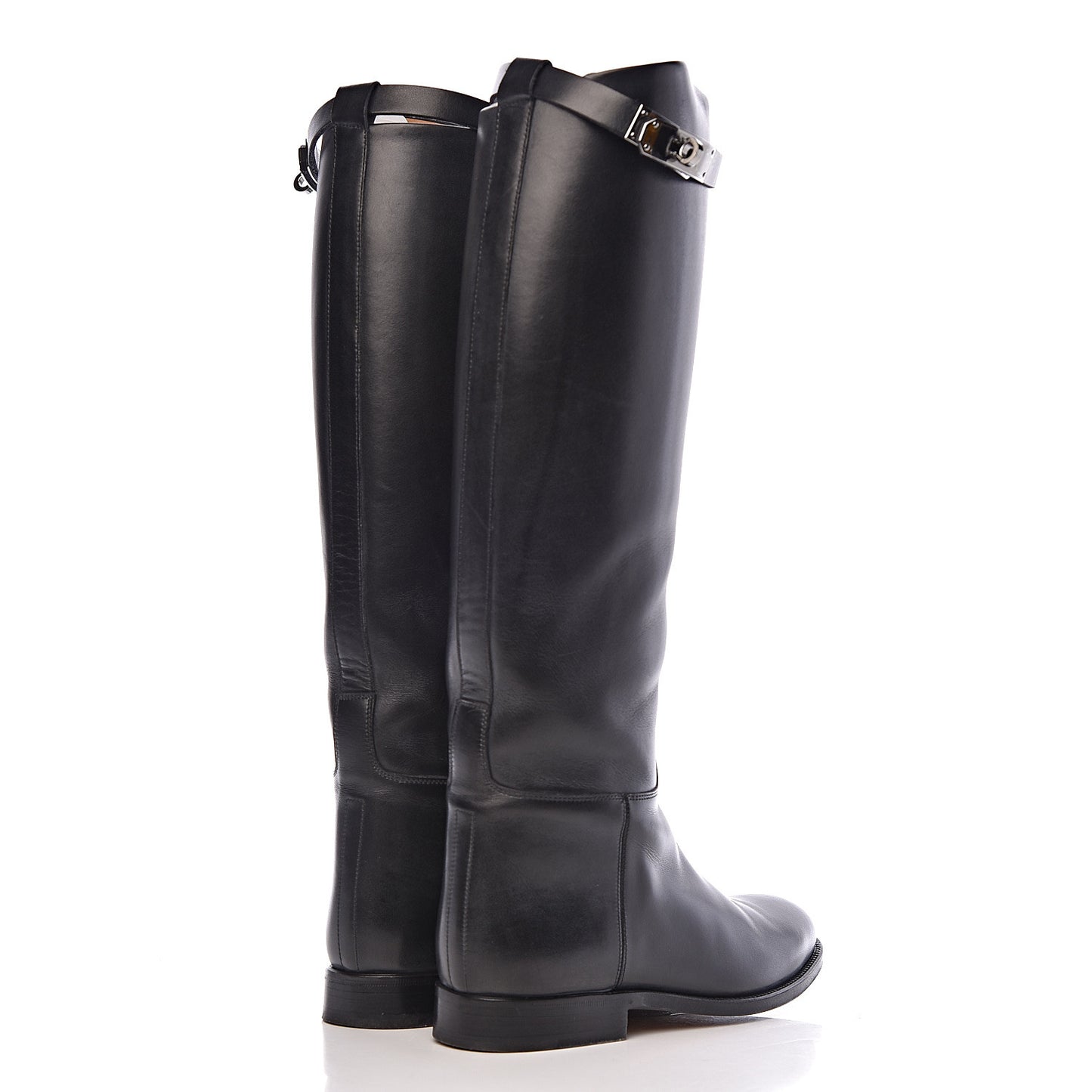 Box Calfskin Equestrian Jumping Boots 36 Black