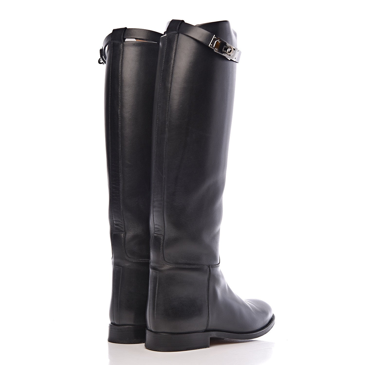 Hermes Box Calfskin Equestrian Jumping Boots 36 Black 4 of 12
