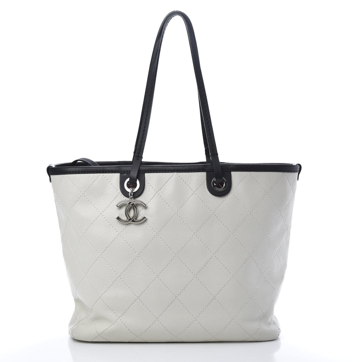 Grained Calfskin Shopping Fever Tote White