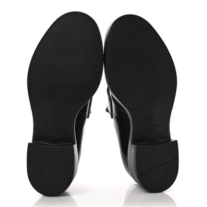Prada Spazzolato Metal Triangle Logo 50mm Loafers 37 Black 5 of 9