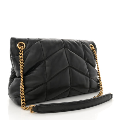 Saint Laurent Lambskin Quilted Small Loulou Puffer Monogram Chain Satchel Black 3 of 10