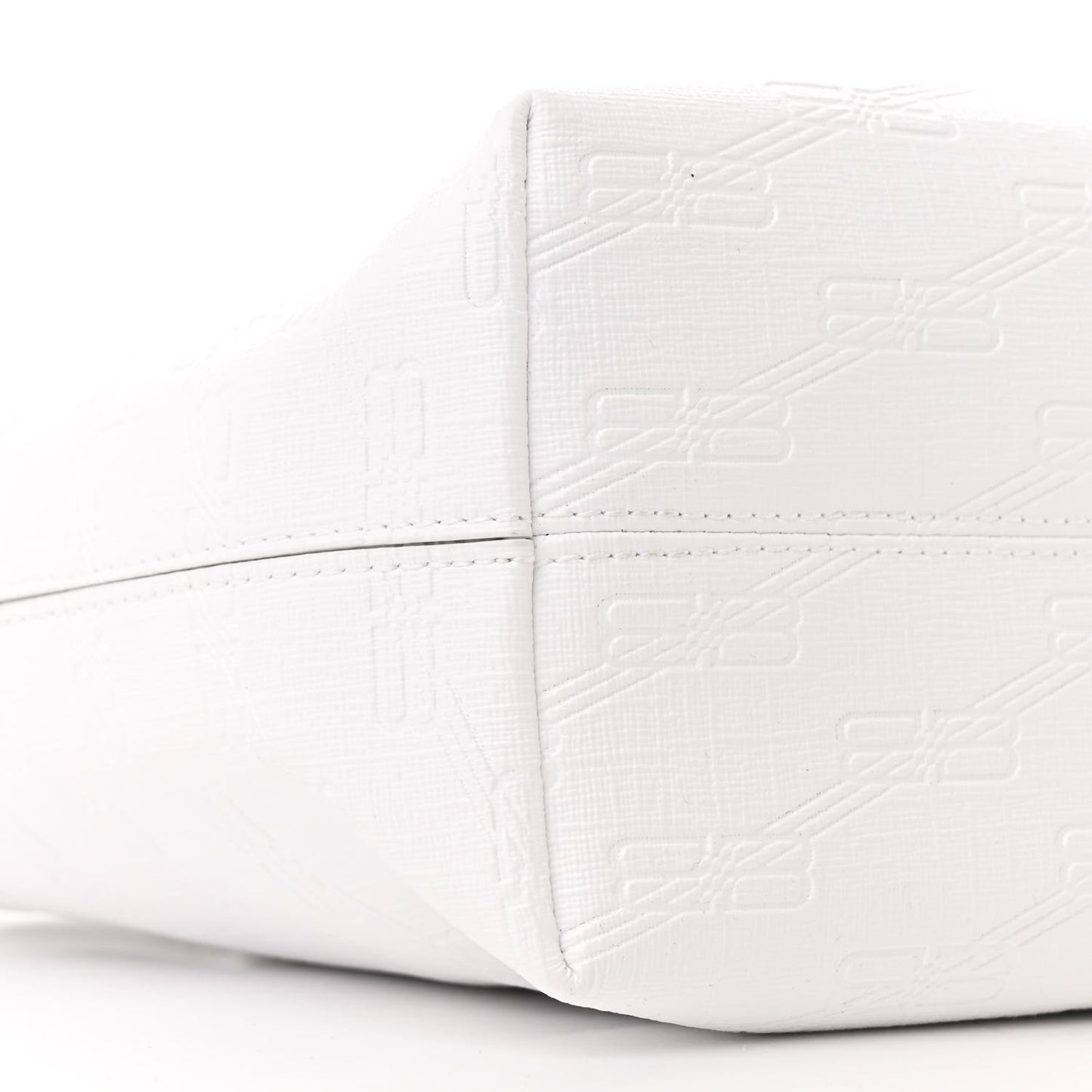 Coated Canvas BB Monogram Small Signature East West Shopper Bag White