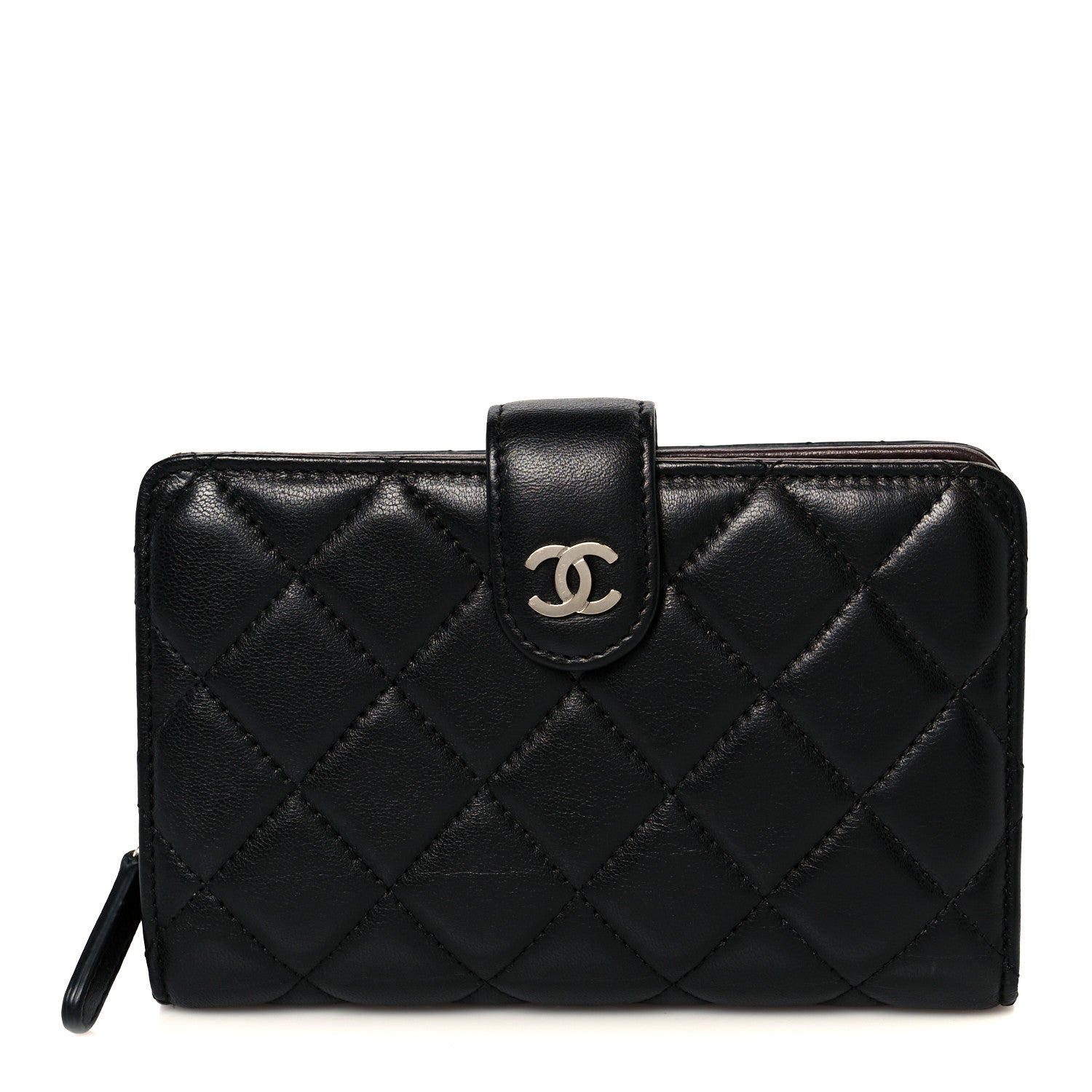 Chanel Lambskin Quilted Zipped Pocket Wallet Black 10 of 10