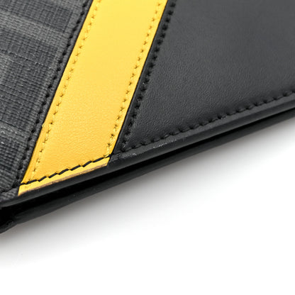 Fendi Glazed Fabric Vitello King FF 1974 Diagonal Bi-Fold Wallet Grey Black Sunflower 10 of 10