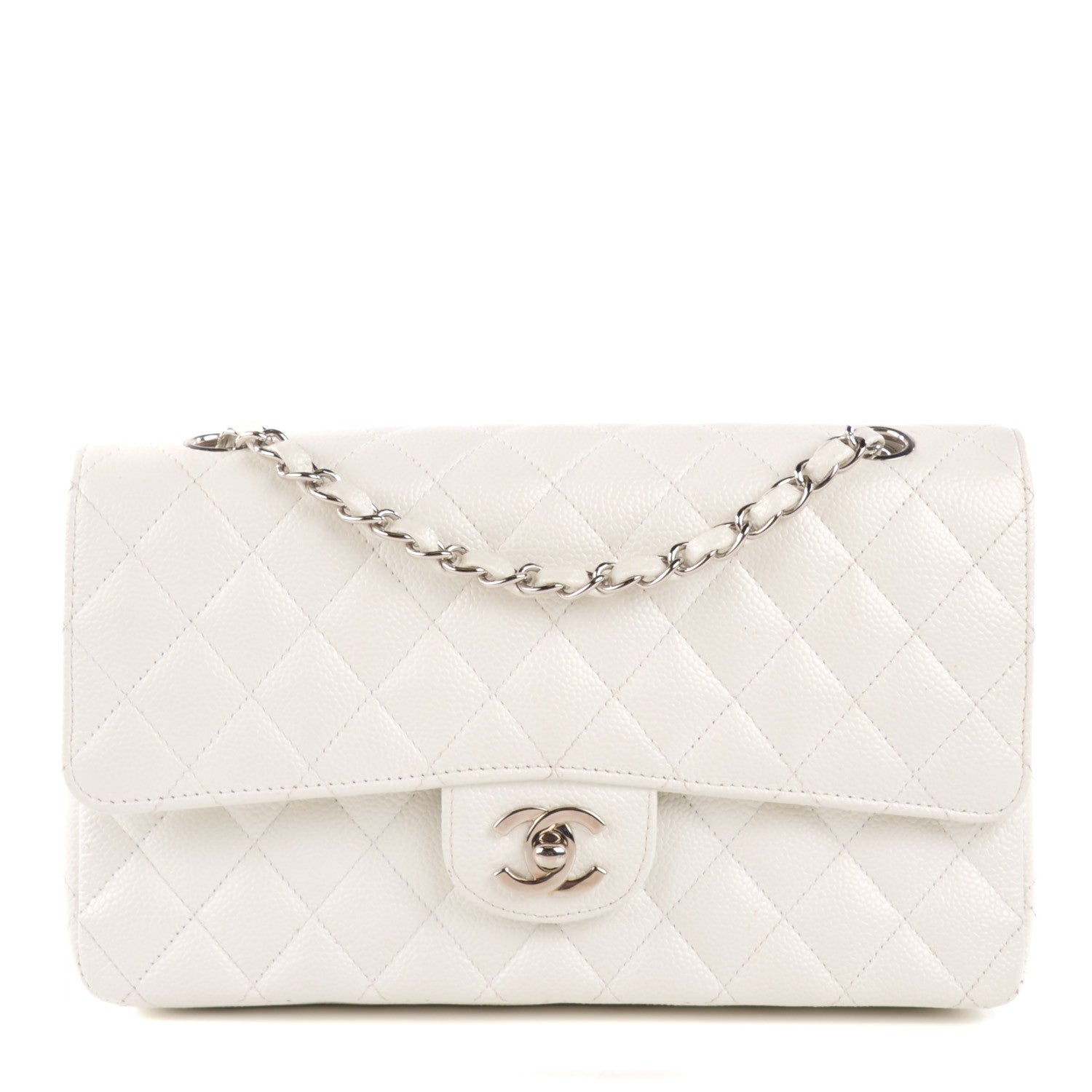 Chanel Caviar Quilted Medium Double Flap White 1 of 9