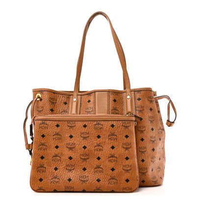 MCM Visetos Medium Liz Reversible Shopper Tote Cognac 4 of 15