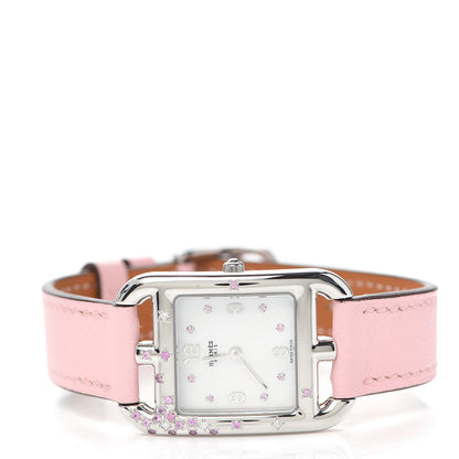 Hermes Stainless Steel Swift Diamond Pink Sapphire Mother of Pearl 23mm Cape Cod Quartz Watch Rose Sakura 2 of 5