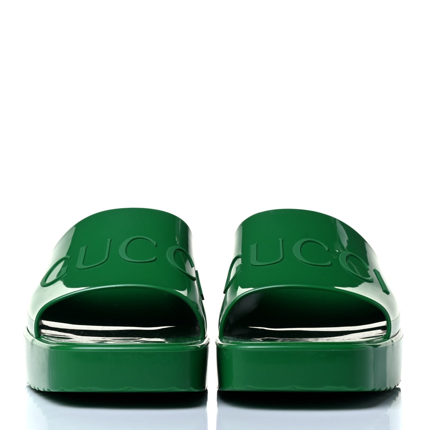 Rubber Gucci Logo Womens Platform 20/60mm Slide Sandals 37 New Shamarock