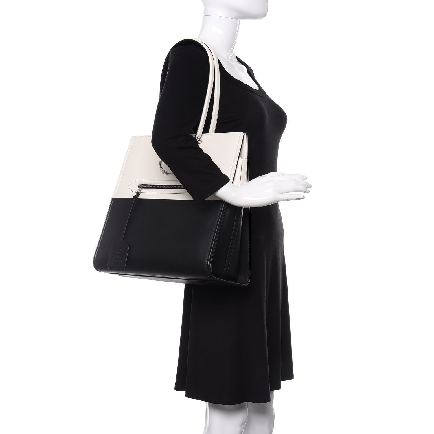 Alexander McQueen Calfskin The Tall Story Shoulder Bag Black White 2 of 10