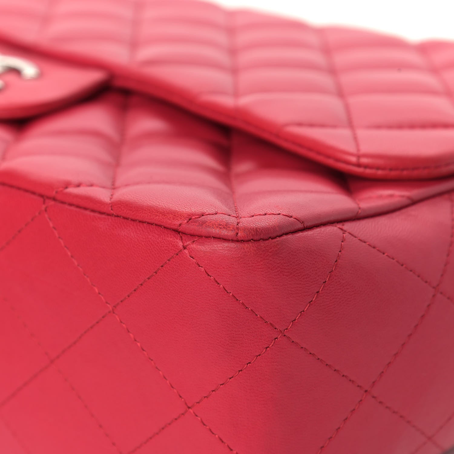Chanel Lambskin Quilted Jumbo Single Flap Dark Pink 9 of 12