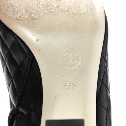 Chanel Lambskin Quilted Patent Short Boots 37.5 Black 6 of 12