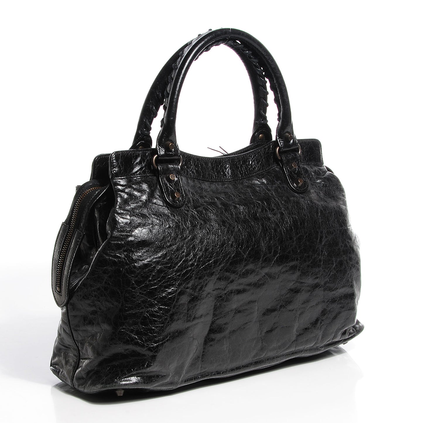 Agneau Classic Hardware Step Bag Black
