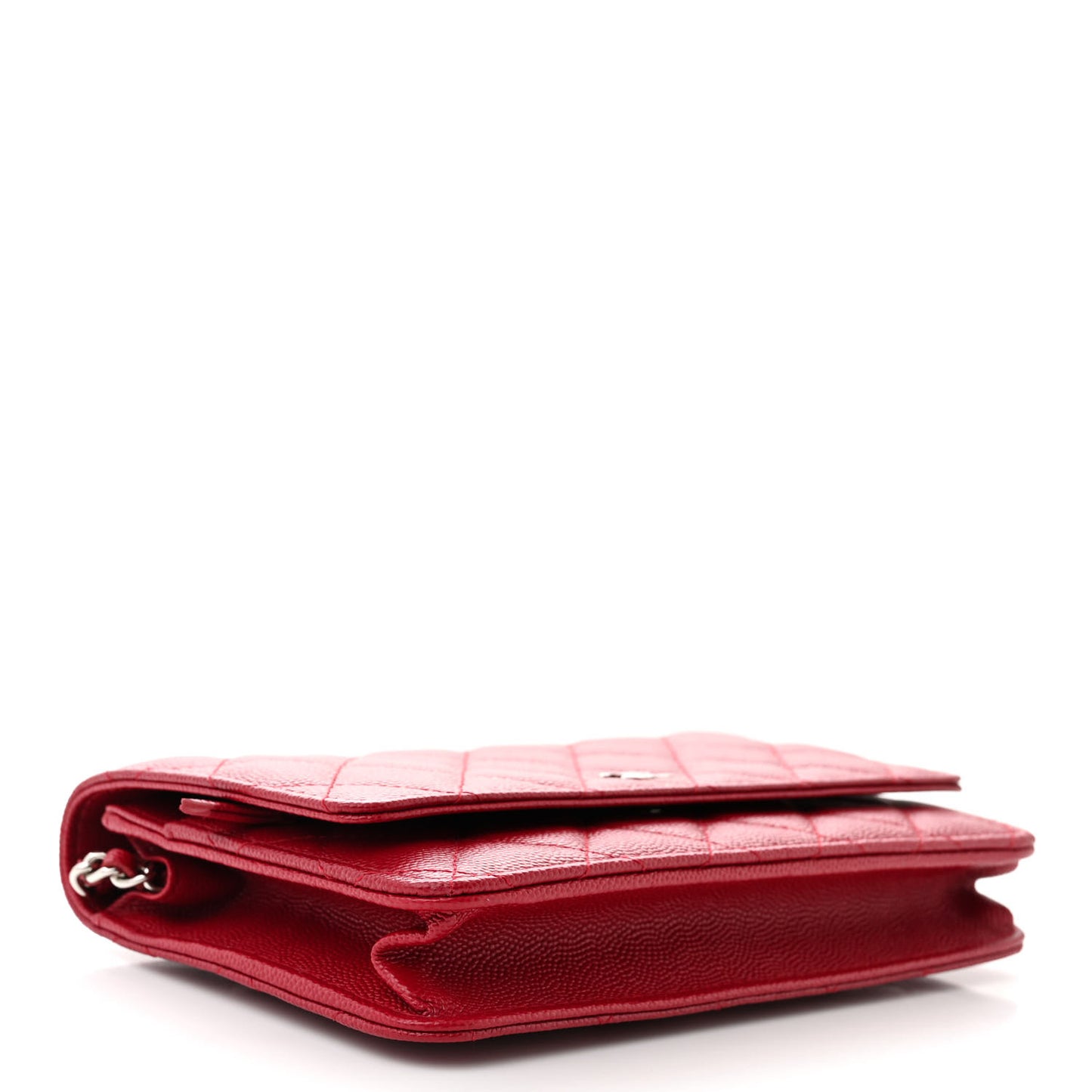 Caviar Quilted Wallet on Chain WOC Dark Red