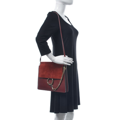Chloe Calfskin Suede Medium Faye Shoulder Bag Plum Purple 2 of 10