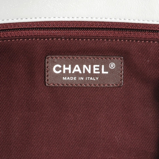 Iridescent Calfskin In The Mix Messenger Bag White