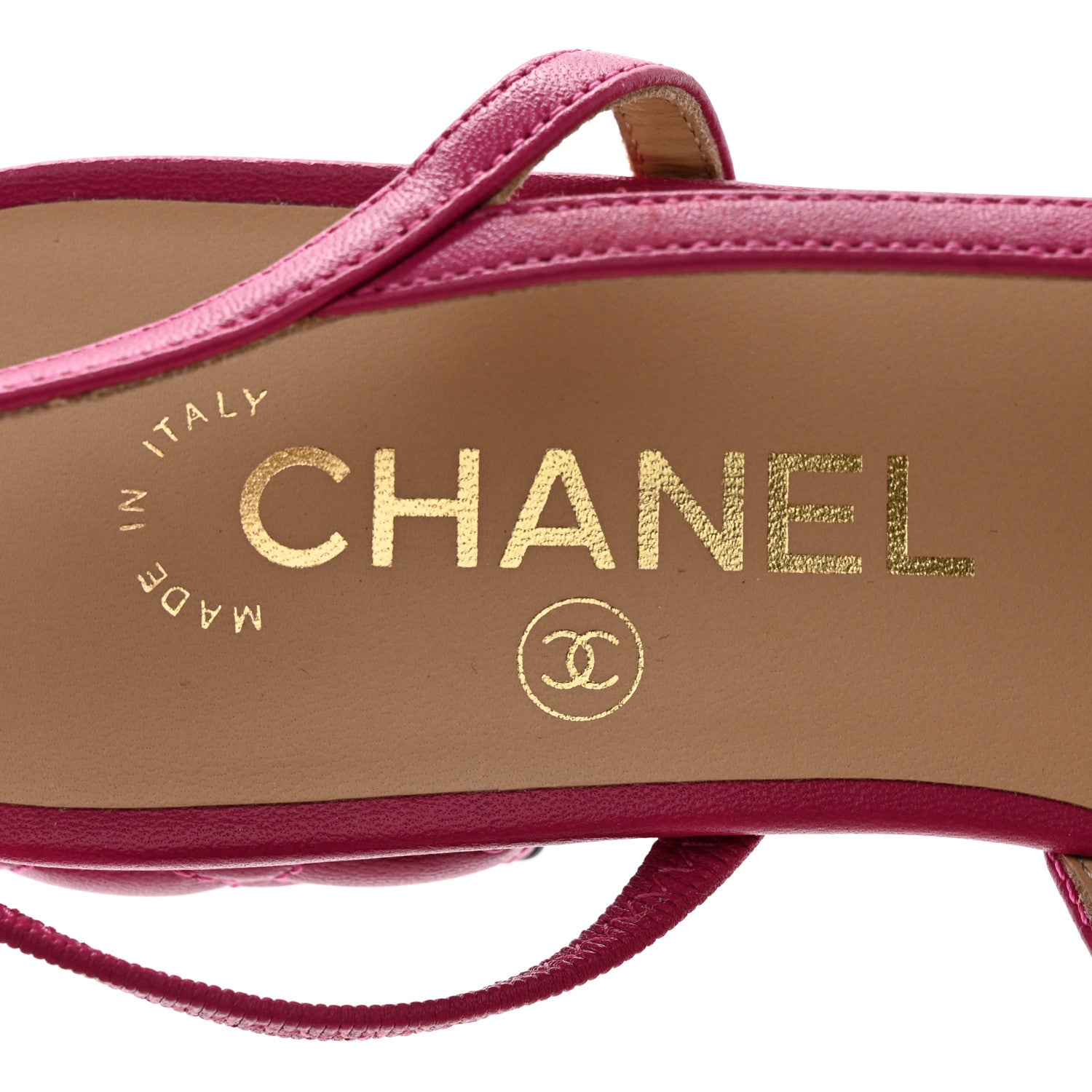 Chanel Lambskin Patent Cap Toe CC Slingback Flats 37 Pink Black 7 of 11