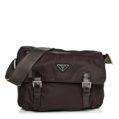 Prada Tessuto Nylon Messenger Bag Brown 1 of 13