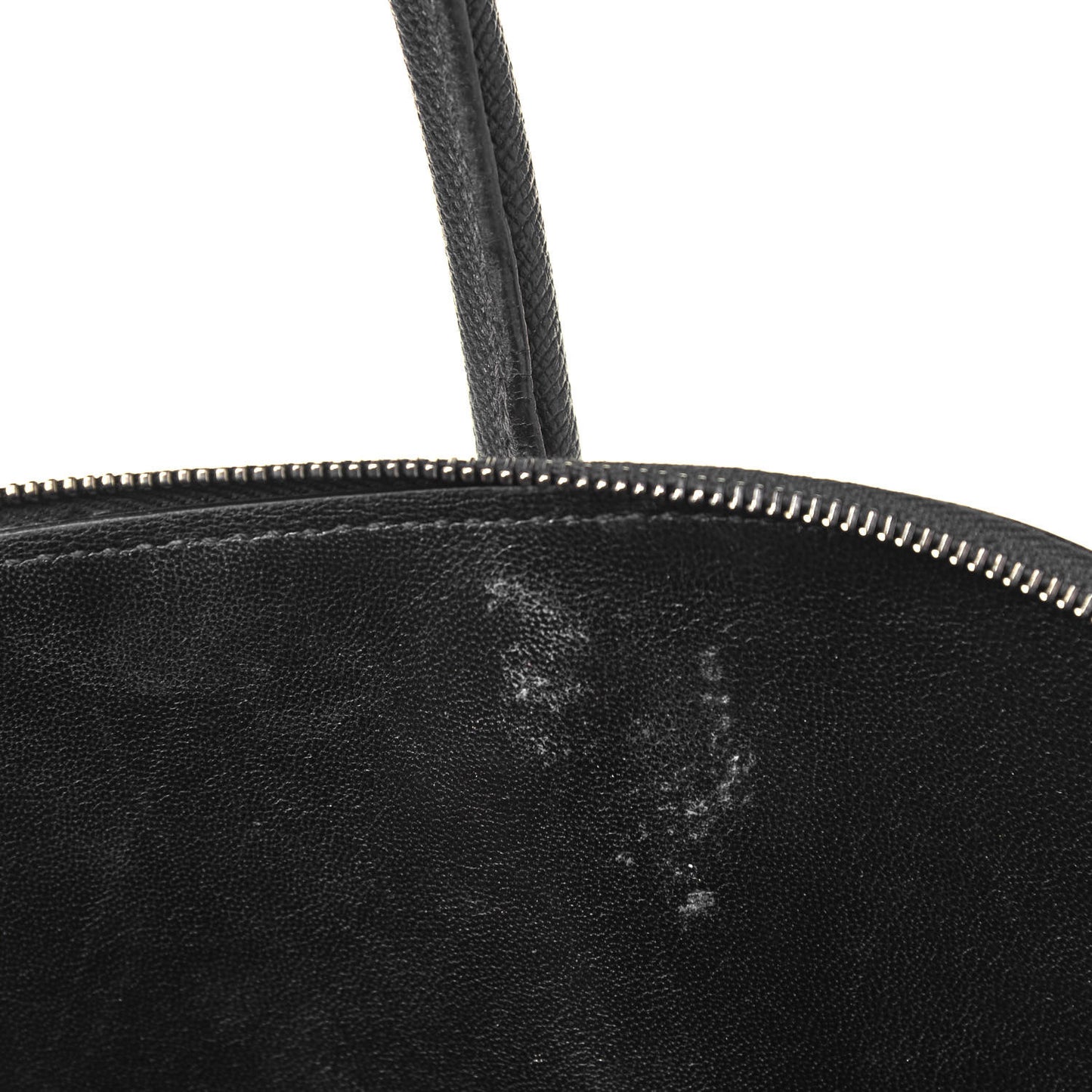 Signature Grained Calfskin Logo M Ville Top Handle Bag Black Rose Shocking