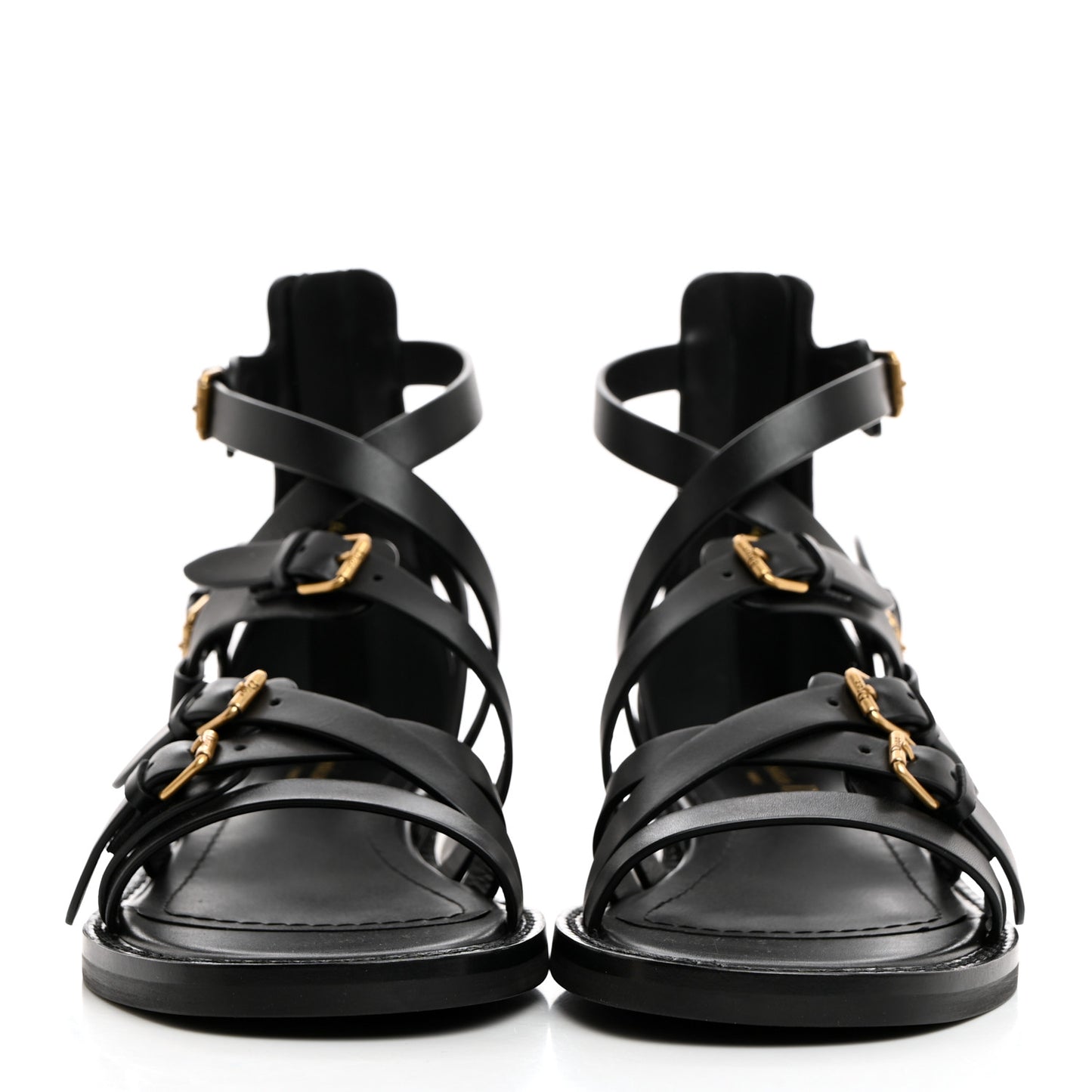Shiny Calfskin L'Amazone Sandals 36.5 Black