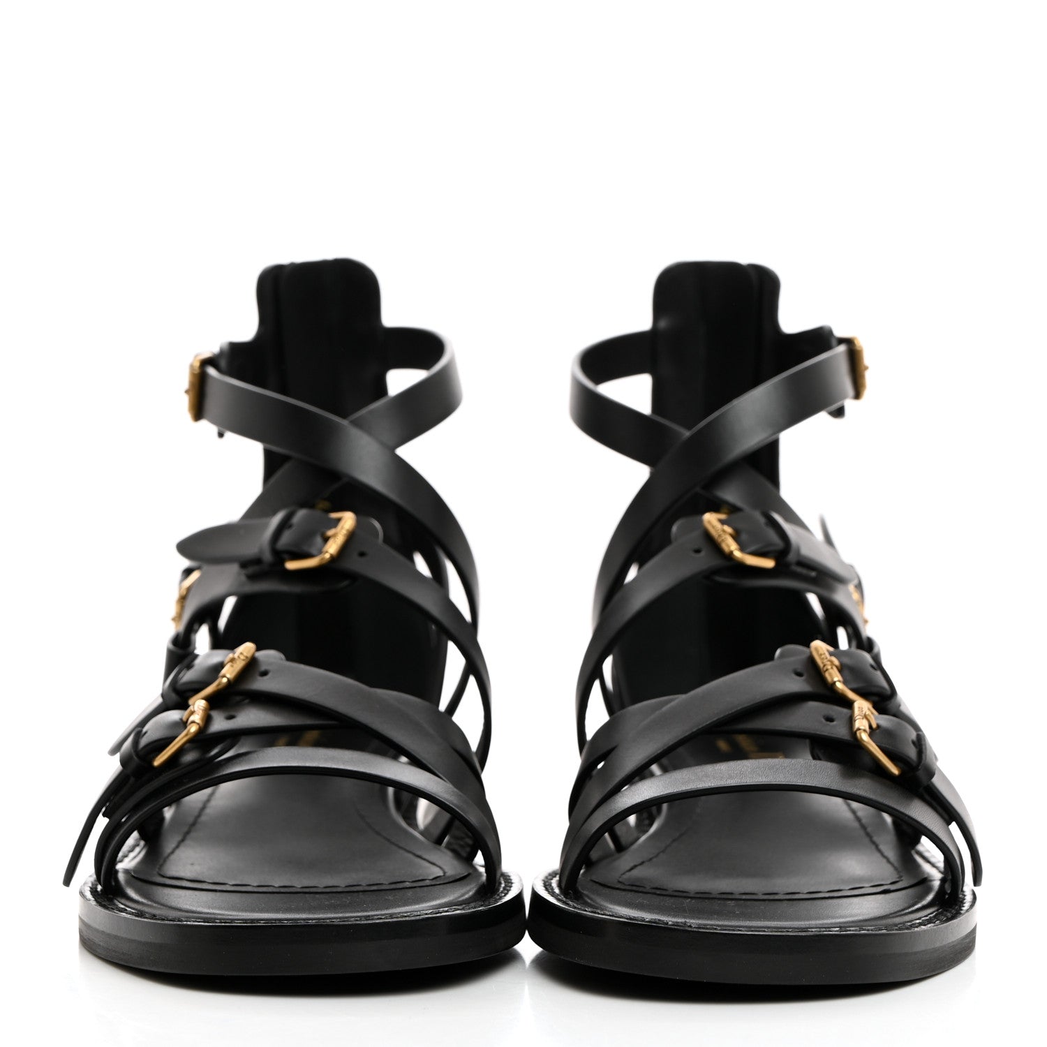Christian Dior Shiny Calfskin L'Amazone Sandals 36.5 Black 2 of 9