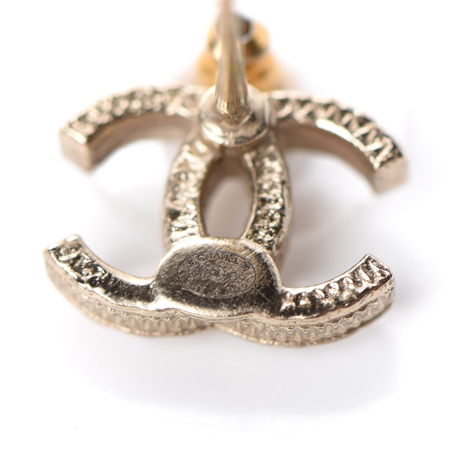 Chanel Crystal Pearl CC Earrings Gold 4 of 5