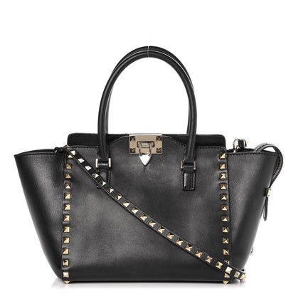Valentino Garavani Vitello Small Rockstud Double Handle Tote Black 1 of 12