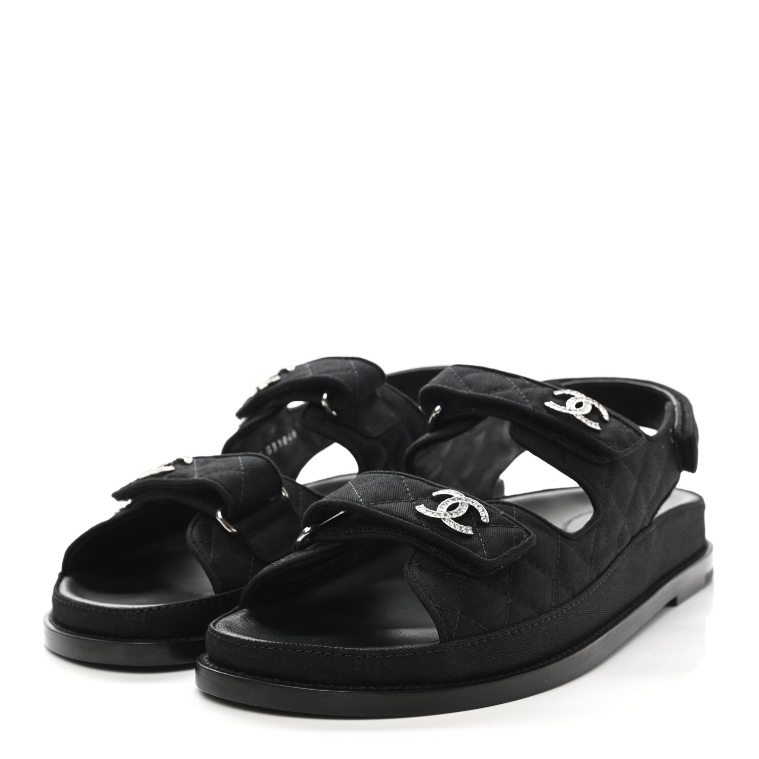 Chanel Mixed Fibers Velcro Dad Sandals 41 Black 3 of 9