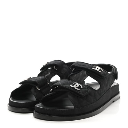 Chanel Mixed Fibers Velcro Dad Sandals 41 Black 3 of 9