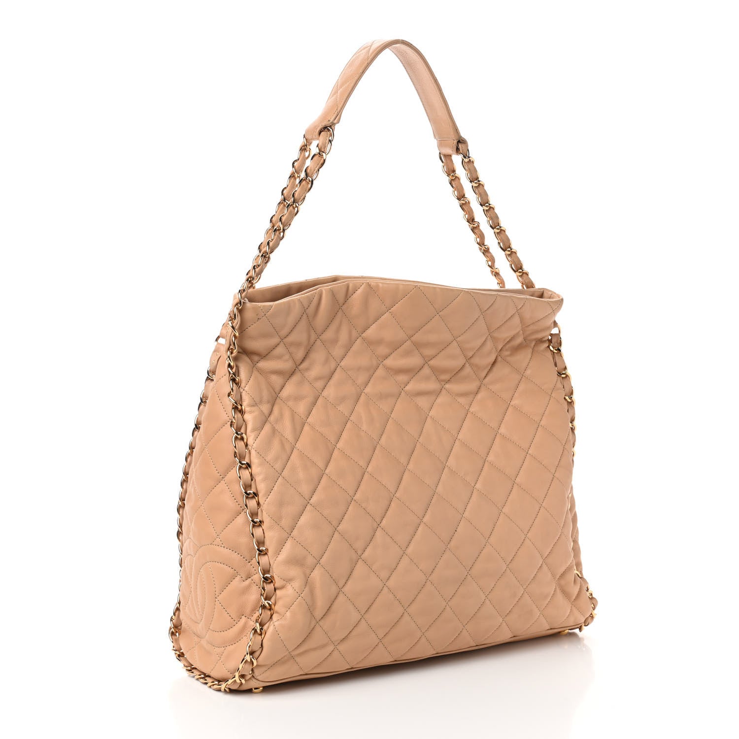 Chanel Calfskin Quilted Large Chain Me Hobo Beige 3 of 10