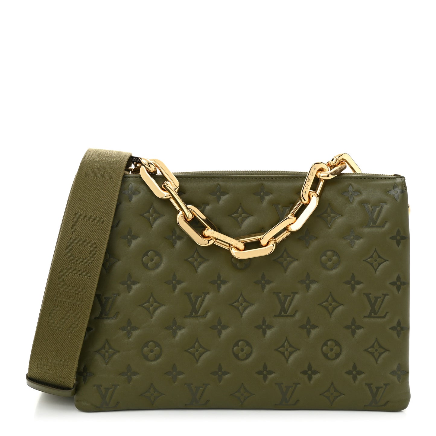 Lambskin Embossed Monogram Coussin MM Khaki